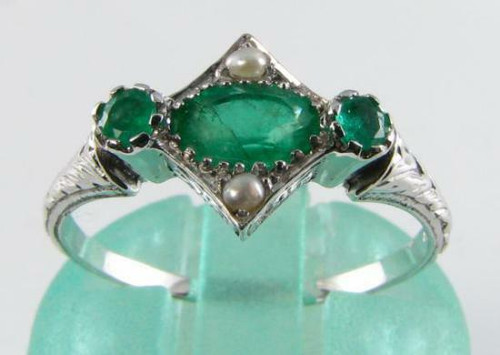 9ct oro bianco smeraldo - 9k,
