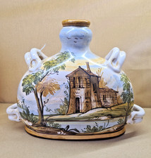 saca ceramica dei castelli artigianale borraccia schiacciata dec. paesaggio