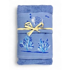 Set Asciugamani Mare Blu Pesci