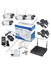 KIT VIDEOSORVEGLIANZA WIRELESS FULL HD 4 TELECAMERE WIFI REMOTO IP 5G DVR NVR