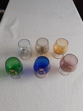 VINTAGE SEI  BICCHIERI FIRMATI COLORATI  NAPOLEON CON BORDO E FREGI  COLOR ORO