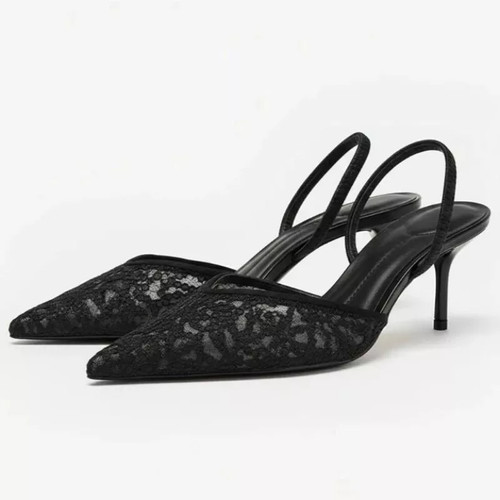 Decolte donna nero pizzo tacco - decolte,