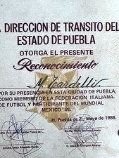 VISTO RILASCIATO A MARCO TARDELLI ITALIA PER I MONDIALI 1986 WORLD CUP MAGLIA