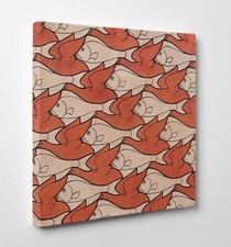 🐦 Quadro Vernice Pennellat M.C. Escher Bird Fish Stampa su Tela Canvas 🐟