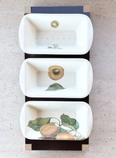 Set Ceramiche Vivs per aperitivo  - 3 ciotole con vassoio in legno scuro