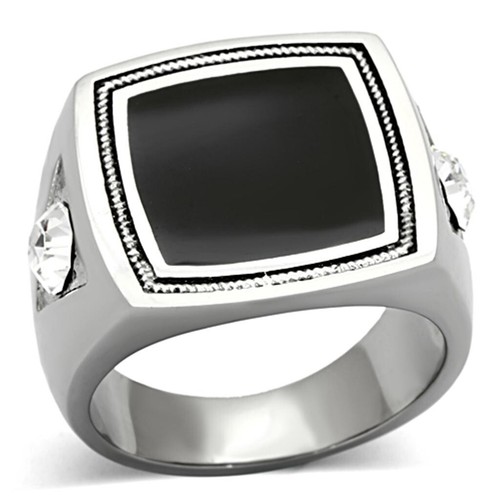 Anello nero quadrato - , uomo