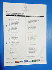 DISTINTA UFFICIALE FORMAZIONI MILAN-ZENIT SAN PIETROBURGO 4 DICEMBRE 2012