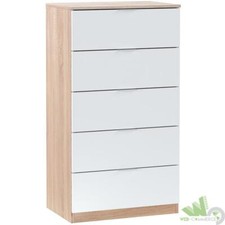 KIT CASSETTONE 5 CASSETTI BIANCO ROVERE SETTIMINO CASSETTIERA 60X40XH110 CM