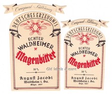 x7032 WALDHEIM i. Sa. August Jacobi AMARO GASTRICO 2x etichetta liquore etichetta