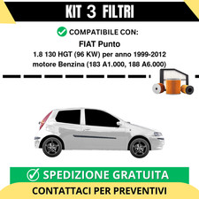 Kit 3 Filtri Tagliando per FIAT Punto 1.8 130 HGT 96 kw Benzina 1999-2012