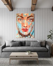 quadro Moderno Face 1 Dipinto A Mano Acrilico 120x80 Cm