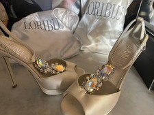 Sandalo Gioiello Sposa Cerimonia Donna ,raso Bianco e Swarovski,Come Nuove ‼️