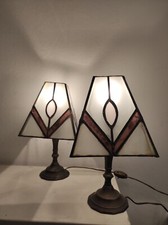 DUE LAMPADE VETRO CATTEDRALE STILE LIBERTY, ANNI 60 CIRCA