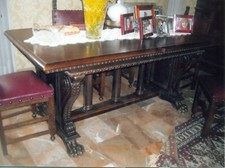 SALA da pranzo stile rinascimento, mobile vetrina, mobile, 6 sedie, tavolo, NOCE