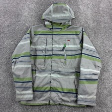 Giacca snowboard vintage Y2K Foursquare uomo piccola grigio verde righe sci neve
