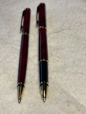 Parure Penna roller + Biro Waterman in lacca rossa e finiture dorate