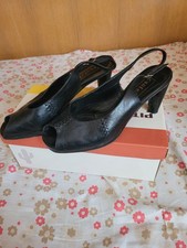 Sandali / Scarpe donna Nere Tacco Vero Cuoio Made In ITALY 