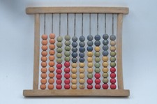 Antico Abaco Asiatico IN Legno Su Aste Da Ferro Collezione Strumento Misura