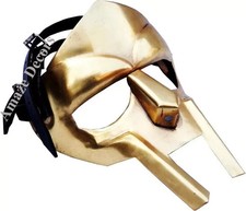 Elmetto Gladiatore Vintage Maschera Acciaio Costume Elmetto Striscia Pelle Re...