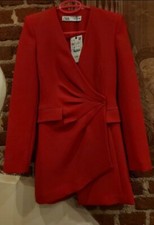 NEW ZARA RED DRAPED BLAZER
