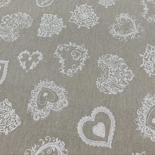 Tessuto panama shabby cuori - tessuto,