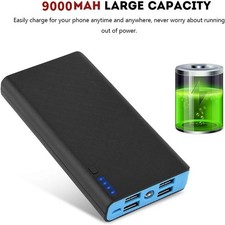 Caricabatteria rapido power bank 9000 mAh portatile 4 USB per cellulare