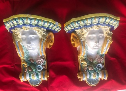 Coppia mensole maiolica - coppia, di