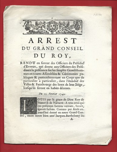 1740 arrest grand conseil - 1740,