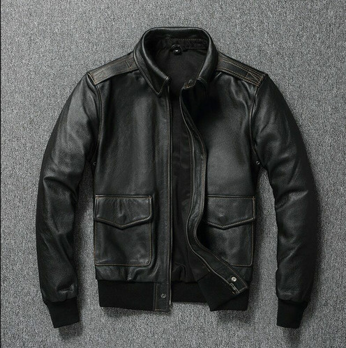 Bomber nero giacca pelle per