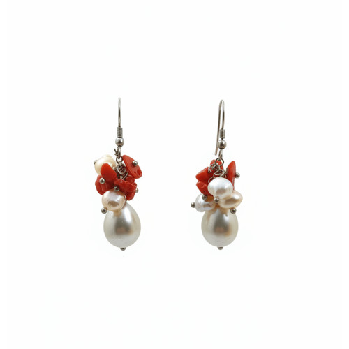 Orecchini grappolo corallo - a,
