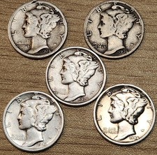 Mercury 90% Silver Dimes -