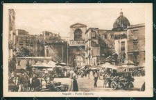 Napoli Città Porta Capuana Mercato PIEGHINA cartolina MX4817