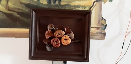 Quadro cuoio con colori - ,