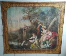 Quadro Dipinto, Succo D Erba, Antico  ragazza olio tela pecore 160cm Arazzo