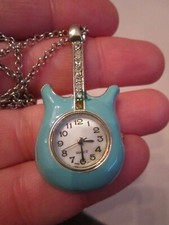 VINTAGE GUITAR DESIGN PENDANT WATCH - CHAIN IS 24" - QUARTZ -  SC-7A