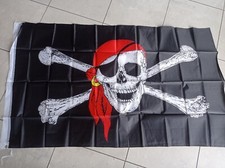 Bandiera pirati nera con bandana teschio 150x90cm  bucanieri pirata dei caraibi!
