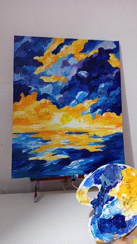 Quadro tramonto dipinto a - quadro,