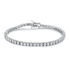 BRACCIALE TENNIS IN ARGENTO MASSICCIO 925% RODIATO DONNA ZIRCONI BIANCHI