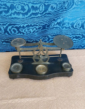 Antica Bilancia Postale 1850-1900 Legno Ottone M M Couvee Bilancino Da Banco  