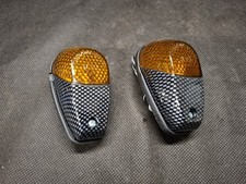 COPPIA FRECCE MOTO CARBON LOOK DA CARENA CON LENTE ARANCIO FUMO