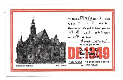 Qsl radio de1349 stazione - de1349,