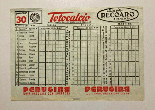Schedina originale totocalcio - schedina,