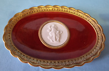 Vassoio porcellana Italiana Agostinelli Oro Porpora Vintage Vassoietto Ovale.
