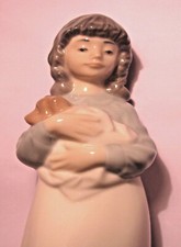 Statuina porcellana Nao Fatto a mano Lladro 01118 Brillo Bambina con cane