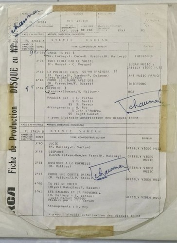 Sylvie vartan test pressing - vartan,