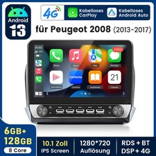 Android 14 per Peugeot 208/2008 2013-2017 10.1" autoradio GPS 128GB DAB+ CarPlay