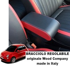 Bracciolo per Fiat 500 ABARTH 500 - 595 - 695 Nero Rosso portaoggetti regolabile