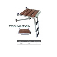 PLANCETTA DI POPPA CON SCALETTA A SCOMPARSA IN ACCIAIO INOX AISI316 45x39 BARCA