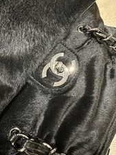 Borsa CHANEL vintage, shopper, pelliccia nera, da collezione, ottime condizioni!