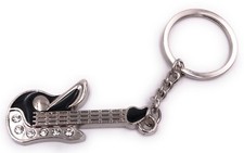 Chitarra-Elettrica Con Pietre E Chiave Violino Portachiavi Ciondolo IN Metallo